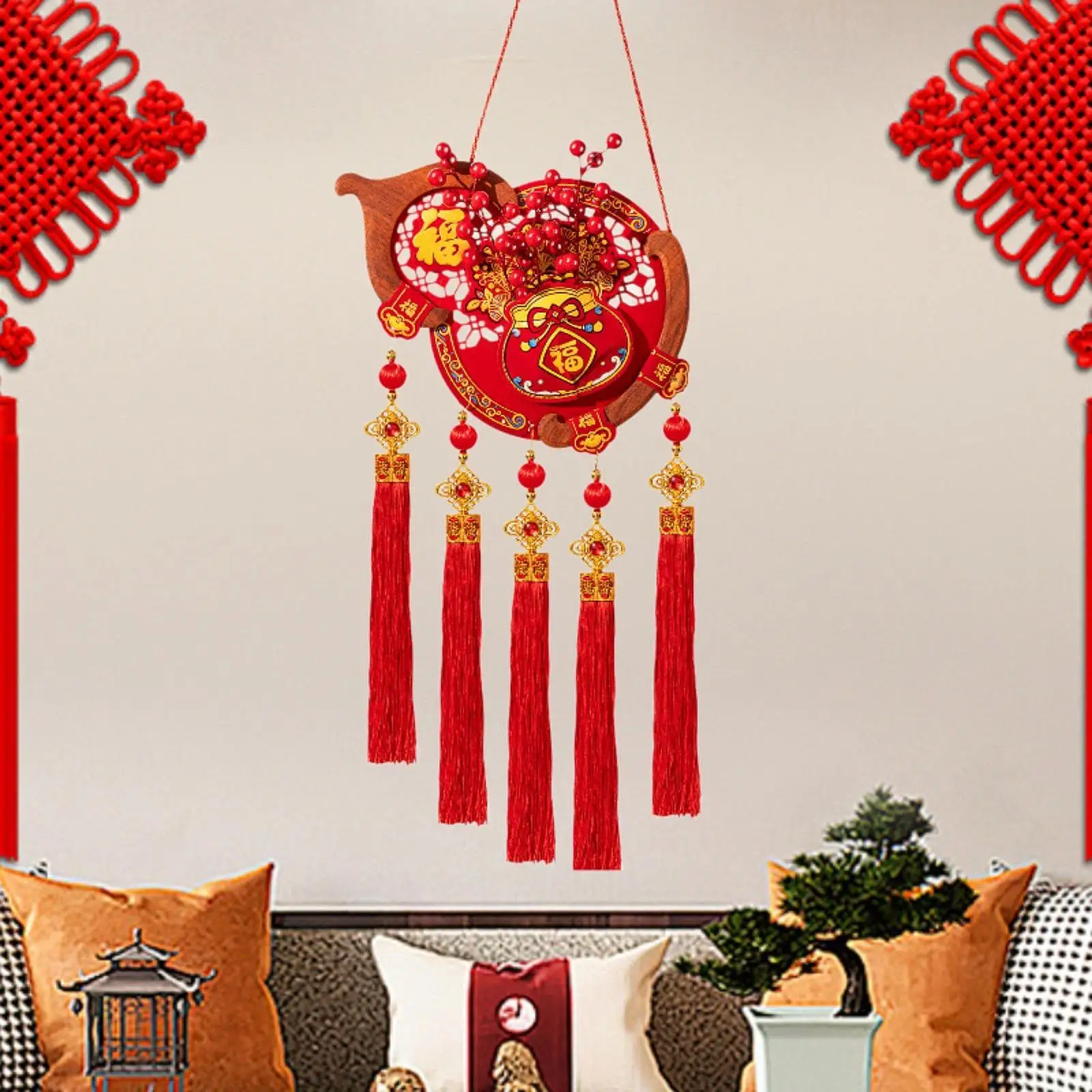 2026 Chinese New Year Decoration Lightweight Photo Prop Spring Festival Party Decor Fu Character Pendant for Window Entryway