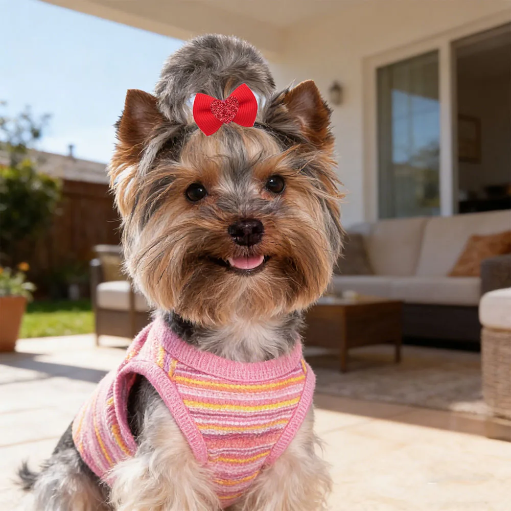 Lazos para perros con corazones hechos a mano - Colores surtidos - imagen 4