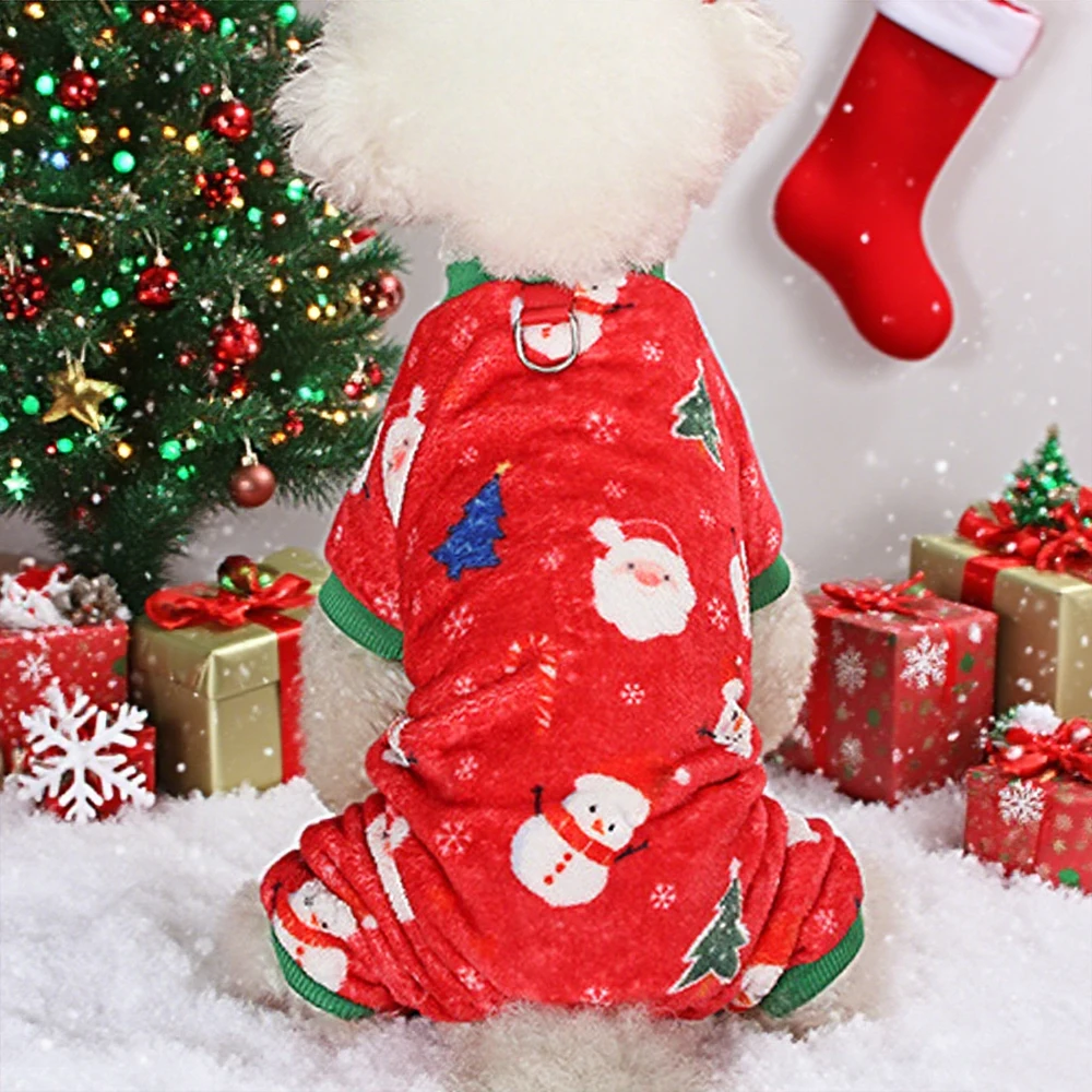 Ropa navideña bonita para perros, mono con estampado de Papá Noel para perros, ropa cálida y suave para Cosplay de Navidad, regalo de Navidad, 1 ud. - imagen 2