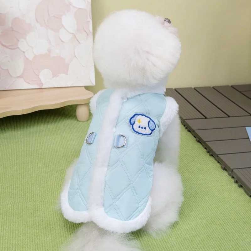 Chaqueta de moda para perros, abrigo con anillo en D, ropa de invierno para perros, chaleco suave y cálido para cachorros, abrigo bonito a cuadros para gatos, chaleco para mascotas, chaqueta, suministros para perros - imagen 3