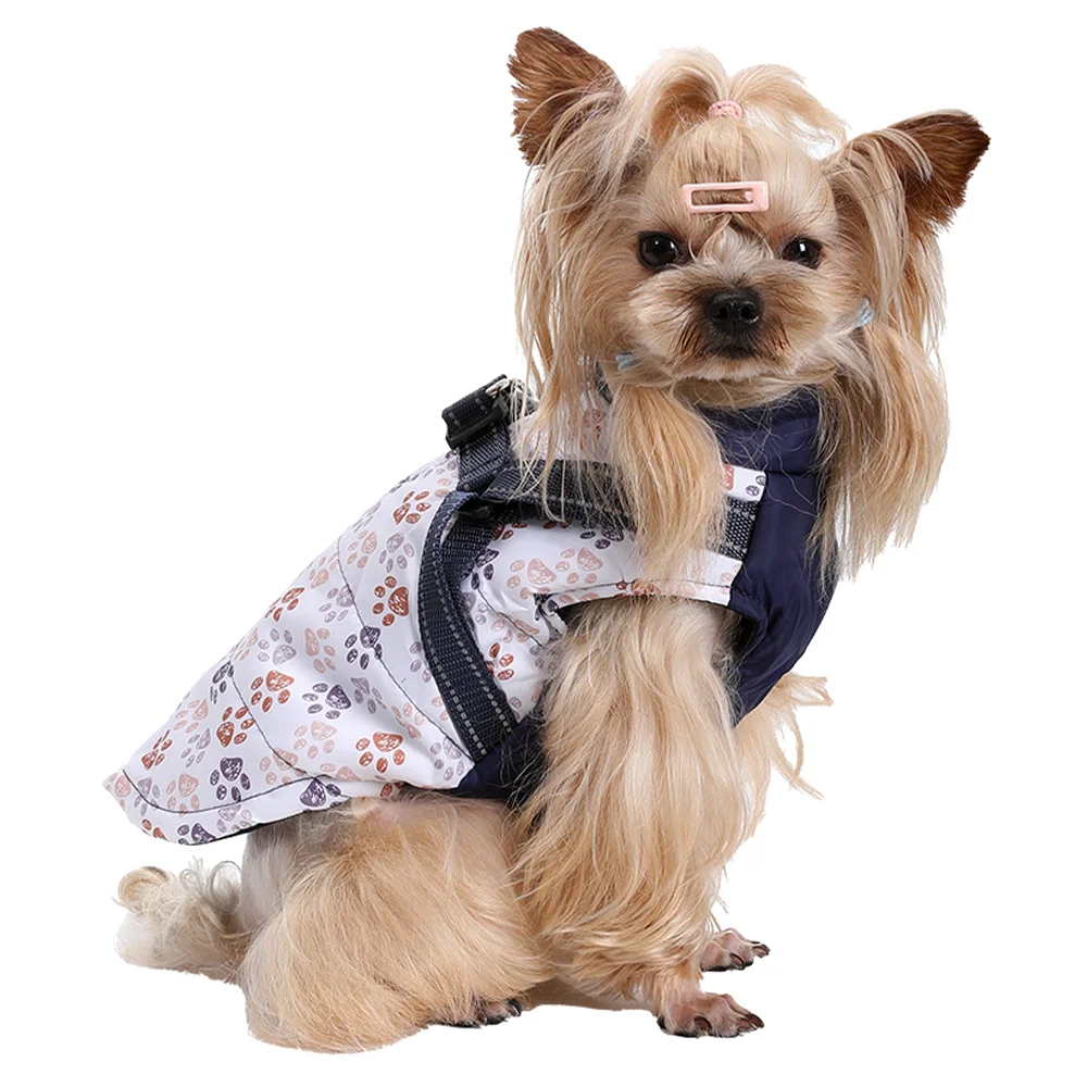 Ropa reflectante para perros con arnés con cremallera impermeable invierno cálido chaleco para mascotas abrigo para perros pequeños medianos chaqueta a prueba de viento para cachorros - imagen 2