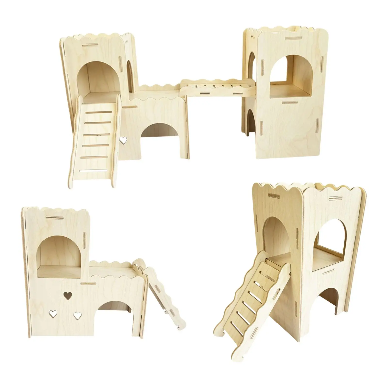 Wood Hamster Hideout Hideaway Habitat for Gerbils Syrian Hamsters Exercising