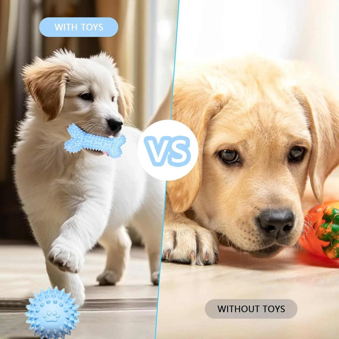 Paquete de 3 juguetes para masticar para cachorros para la dentición, juguetes para cachorros, limpieza de dientes de goma suave para perros pequeños, juego de juguetes interactivos para mascotas al aire libre, Rop duradero - imagen 4