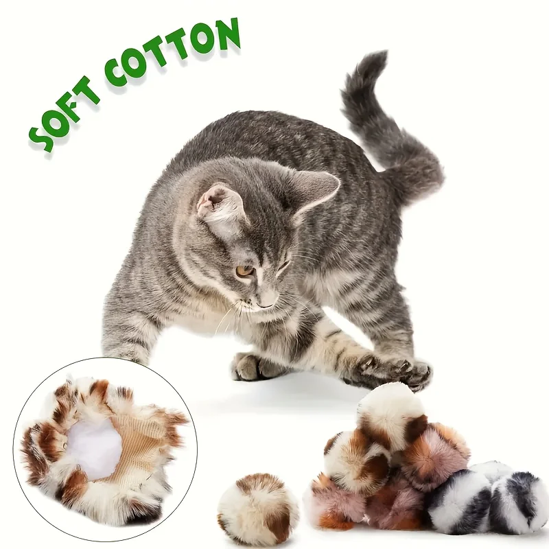 Bola de juguete para gatos de 3 uds., pelota de peluche con estampado de leopardo, pelota divertida para gatos, pelota de juguete Universal suave para perros y gatos, interacción aumenta las emociones - imagen 5