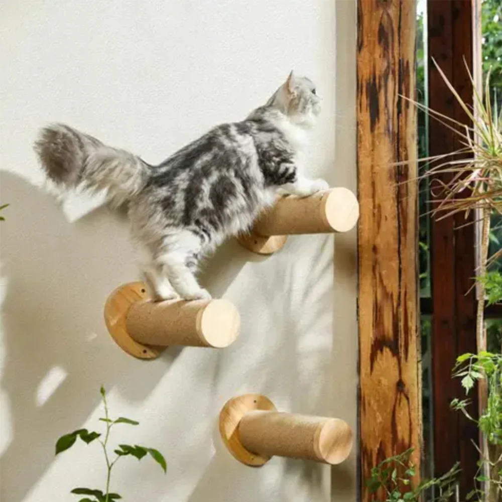 Muebles de pared para gatos, escaleras trepadoras, plataformas para saltar con escaleras, puente para gatos, hamacas nido para descansar y escalar - imagen 2