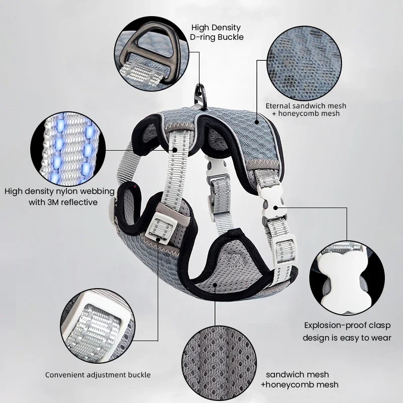 ATUBAN Arnés y correa para gatos para caminar, arnés para gatos pequeños, arnés para gatos a prueba de escape, arnés para gatos grande y ajustable reflectante - imagen 4