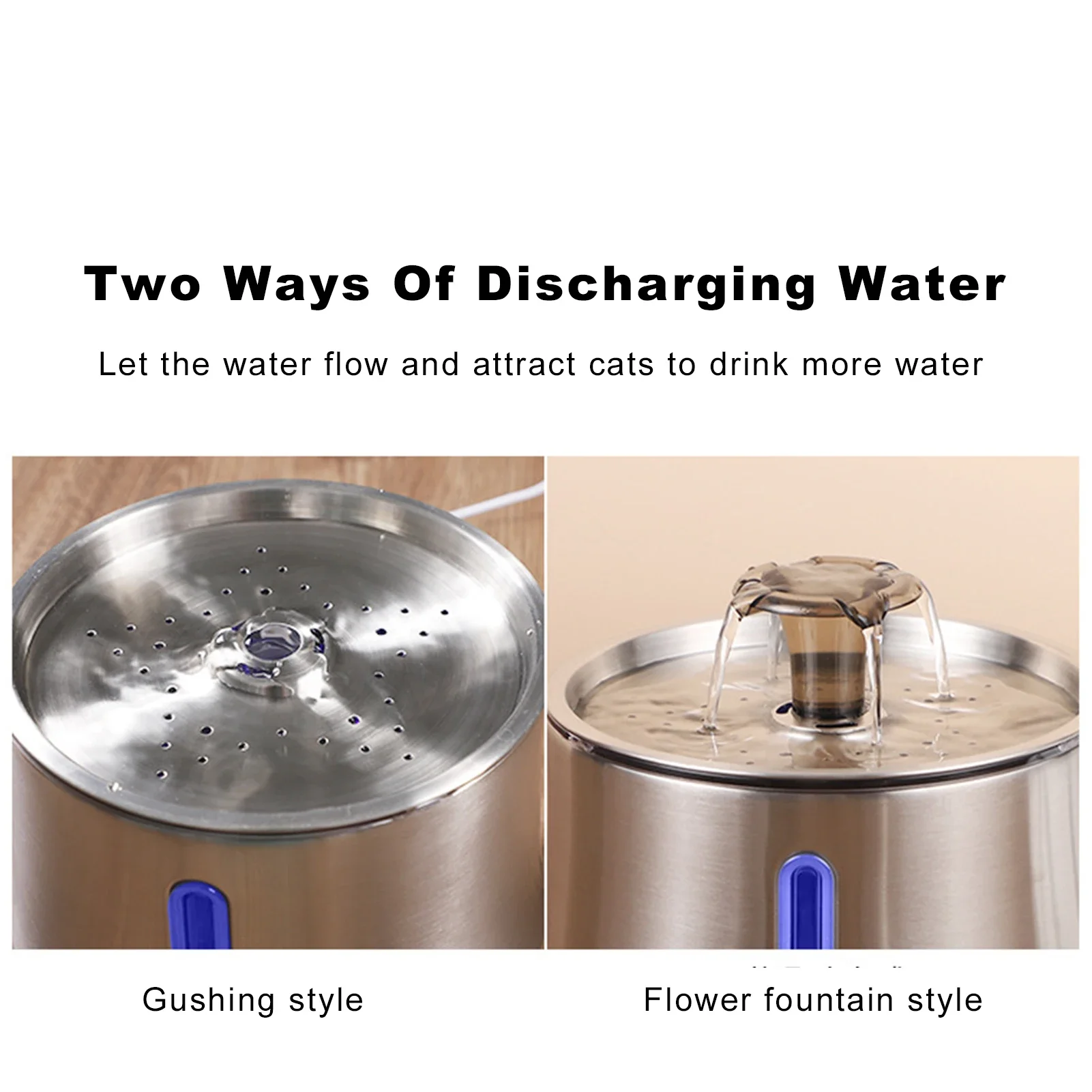 Dispensador de agua para mascotas, fuente de agua automática para gatos, cuenco de agua eléctrico de acero inoxidable de 2,5l para perros, suministros para mascotas - imagen 3