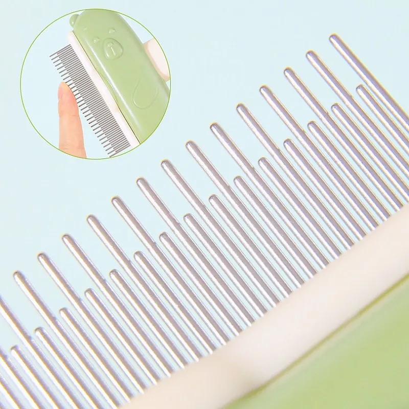 Peine para perros, cepillo automático para perros, removedor de pelo de dientes densos para mascotas, cepillo autolimpiante para gatos, peines con mango cómodo para el cuidado de perros - imagen 5