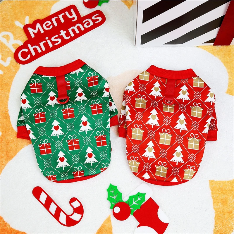 Sudadera de lana suave para cachorros pequeños y medianos, ropa cálida de Navidad para fiesta, ropa para gatos, caja de regalo con estampado, trajes para perros de compañía de Año Nuevo - imagen 3