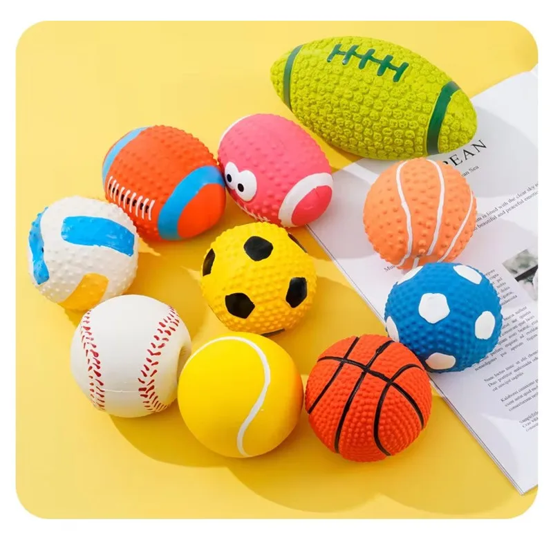 Juguetes de goma chirriantes para perros, juguete para masticar de látex para cachorros, juguete con sonido, pelota resistente a mordeduras, suministros para mascotas para perros pequeños, medianos y grandes - imagen 3