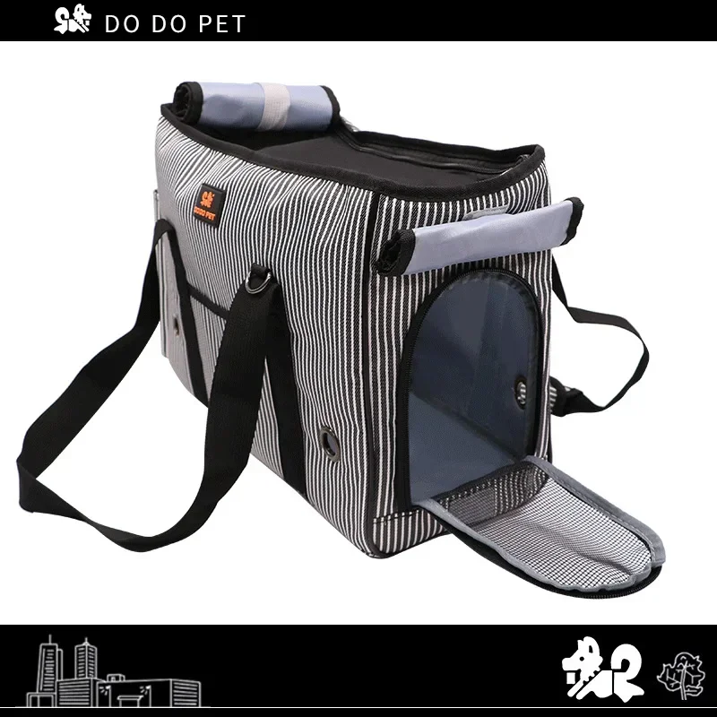 Mochila de mano para perro y gato, bolsa de transporte a rayas para perros pequeños - imagen 3