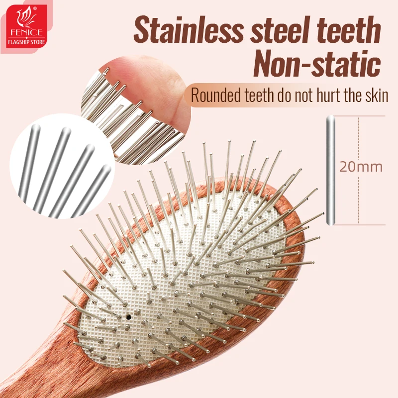 Fenice-peine para mascotas con mango de madera maciza, cepillo removedor de pelo para perros y gatos, peines de piel, herramienta de aseo para suministros de limpieza de mascotas, accesorios - imagen 4