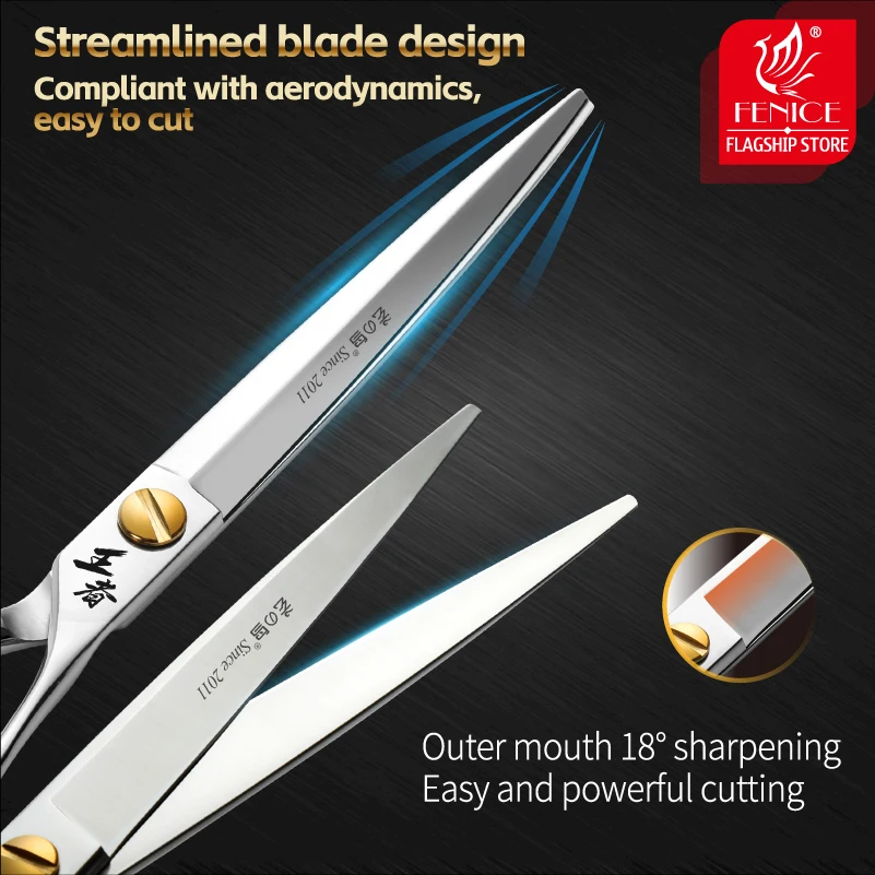 Fenice King Series VG10 acero 7/7, 5/8 pulgadas tijeras profesionales para el cuidado de perros y mascotas herramientas de tijeras finas curvadas rectas - imagen 3