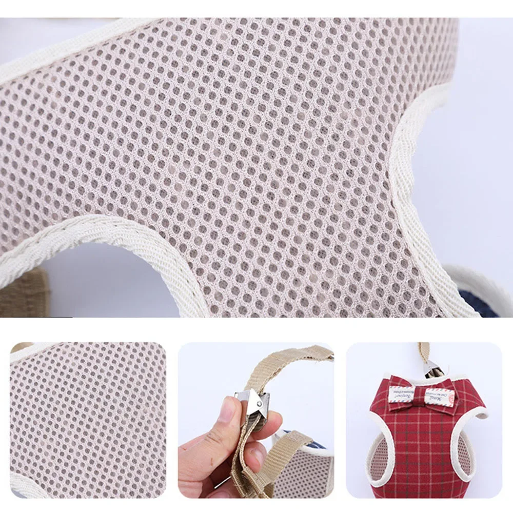 Conjunto de arnés y correa con lazo para gato, correa de plomo ajustable para cachorro, chaleco de malla de nailon, Collar para gatito, accesorios para gato - imagen 5