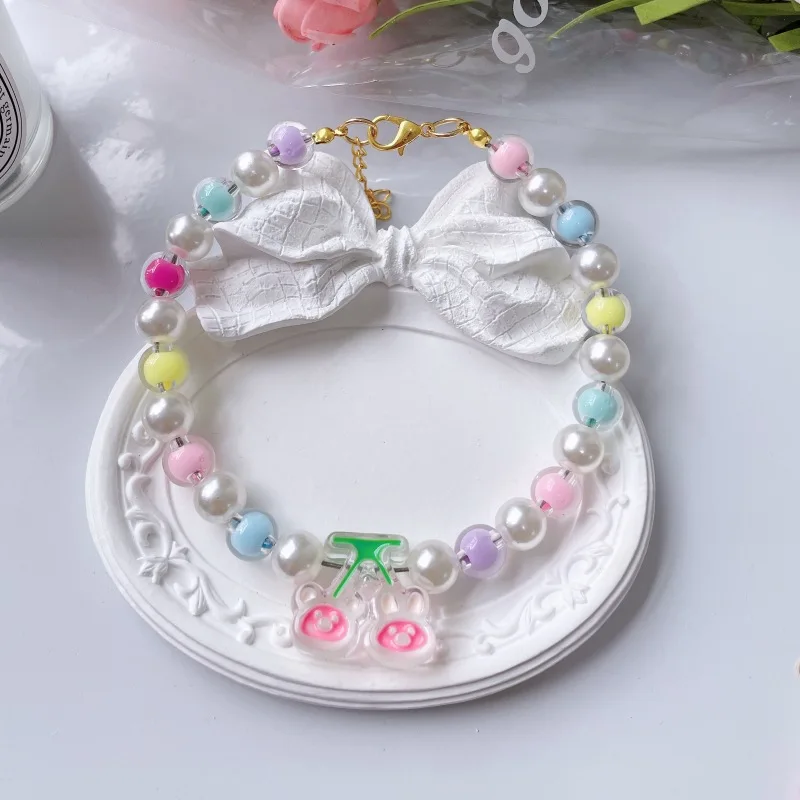 Collar de cuentas de flores para Gato, cadena para el cuello para perro y gato, anillo ajustable para el cuello, accesorios para mascotas, accesorios para perros pequeños - imagen 3