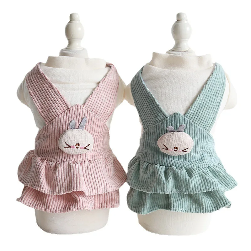 Abrigo de lana para mascotas, falda con correa de terciopelo para Conejo, ropa para gatos, ropa para perros, ropa para cachorros, accesorios para perros, Otoño e Invierno - imagen 5