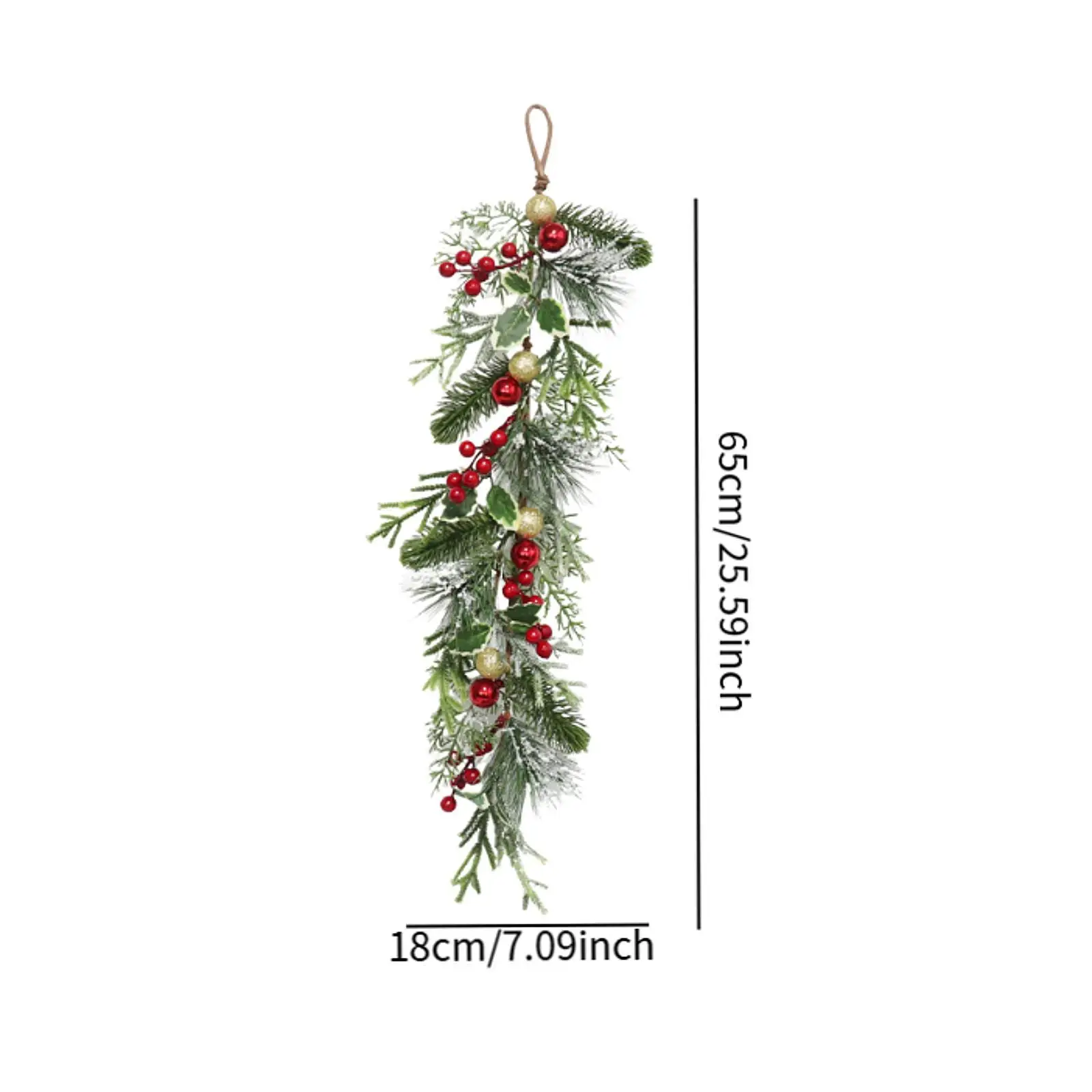 Christmas Teardrop Swag, Artificial Wreath, Xmas Hanging Ornament, Front Door Wreath, Christmas Wreath for Mantel Garden Holiday