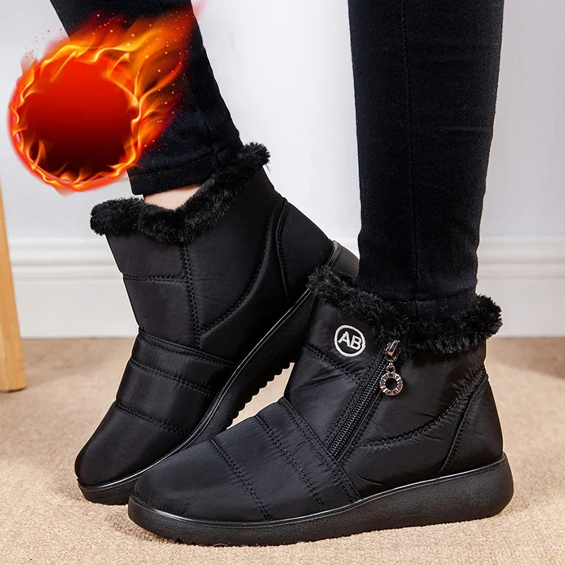 Botas de nieve impermeables antideslizantes para mujer, botines forrados de felpa cálida, zapatos cómodos de algodón para ocio, invierno, 2024 - imagen 3