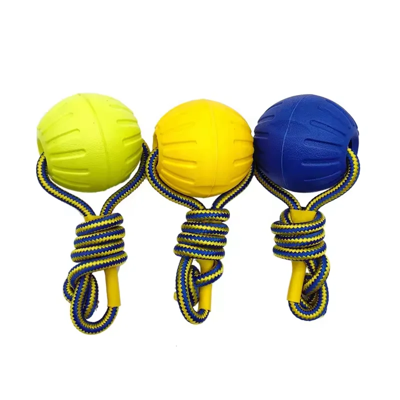 Pelotas de juguete para mascotas de 7/9cm con cuerda, juguetes interactivos de entrenamiento físico al aire libre, pelota para masticar para perros EVA, juguete flotante de verano para mascotas - imagen 2