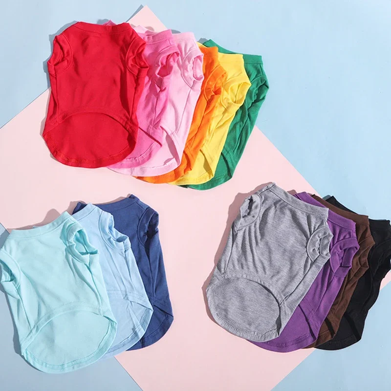 Camisas de algodón puro para perros, ropa en blanco para cachorros, camiseta suave y fina para perros pequeños, medianos y grandes, chaleco para cachorros, camisetas con parte inferior para gatos - imagen 2