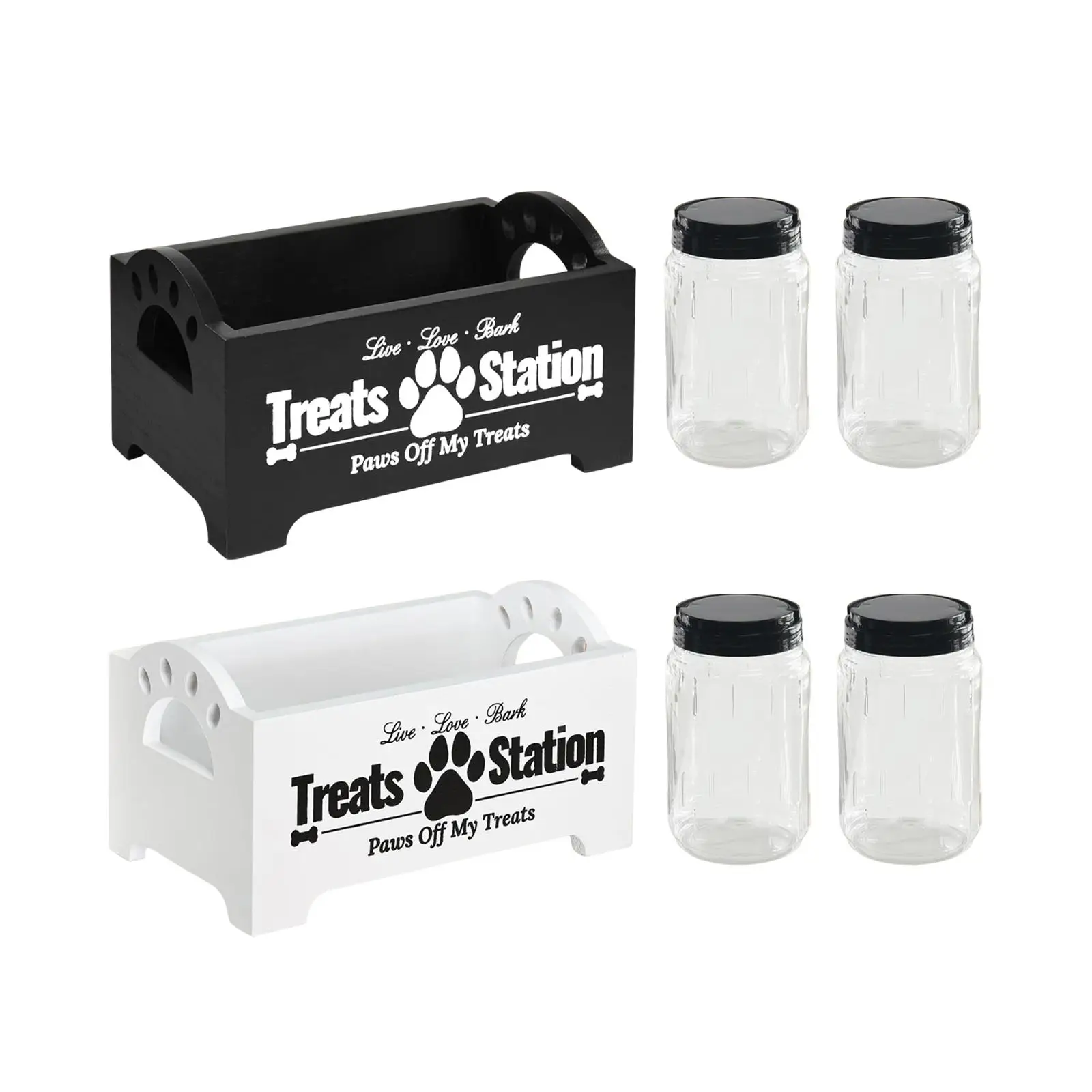 Pet Treat Holder with Jars for Kitchen Counter Modern Dog Food Treat Jar Set