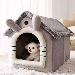 Cama casa lavable para gatos y perros pequeños, cálida de invierno