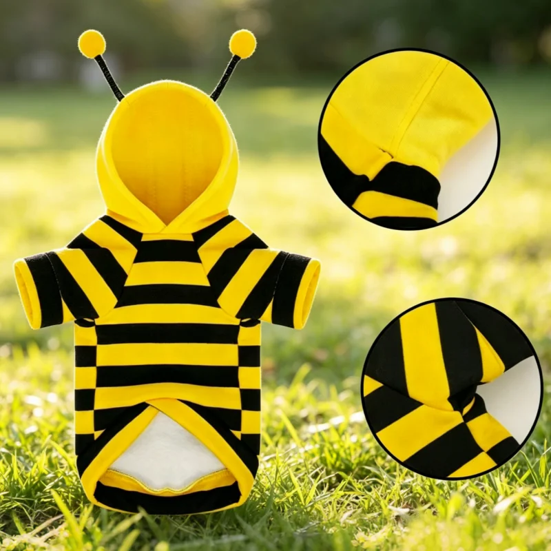 Disfraz de abeja con capucha para gatos y perros pequeños - imagen 4