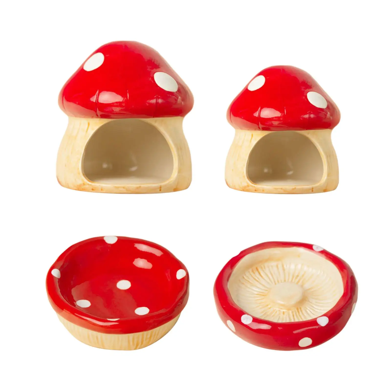 Ceramic Hamster House, Hamster Hideout, Cute Mushroom Shape Feeding Bowl for