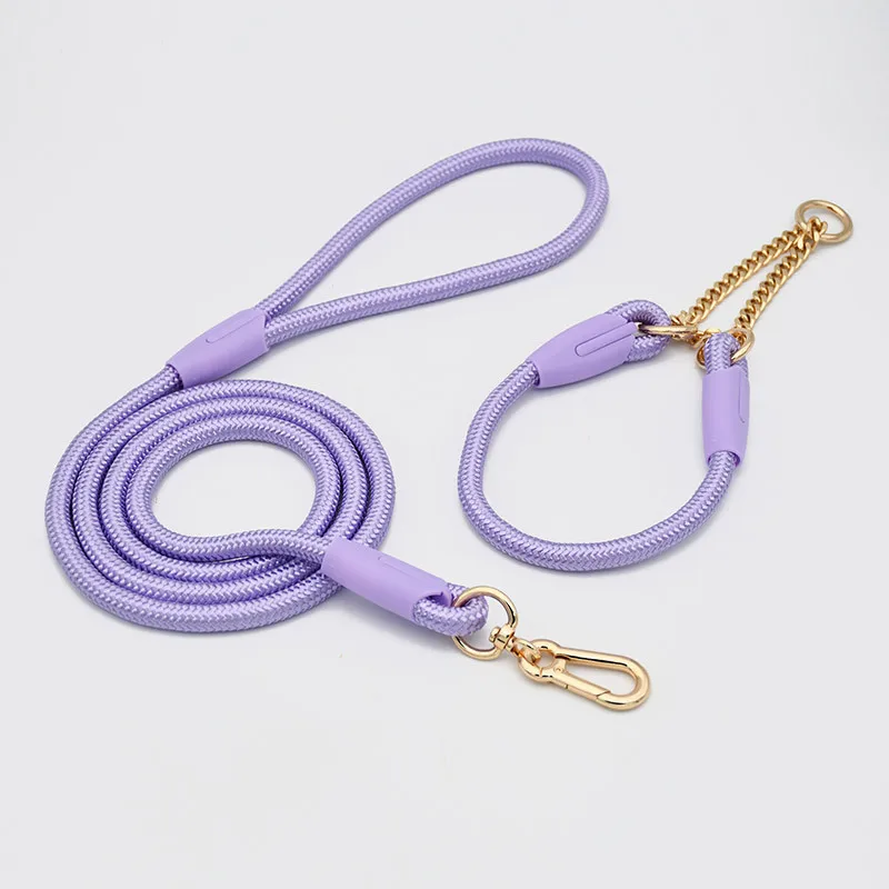 Juego de Collar y correa para perro de cuerda trenzada, plomo de entrenamiento para mascotas de nailon resistente para perros medianos a grandes, caminar al aire libre con bloqueo - imagen 4