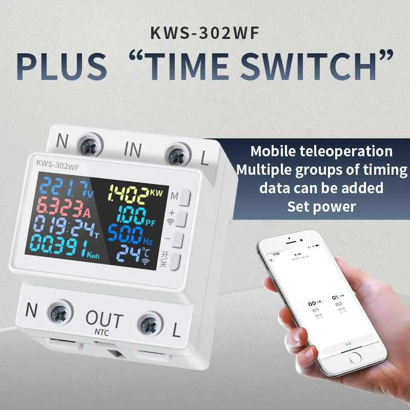Medidor de Energía Inteligente WiFi 8 en 1 con Pantalla a Color