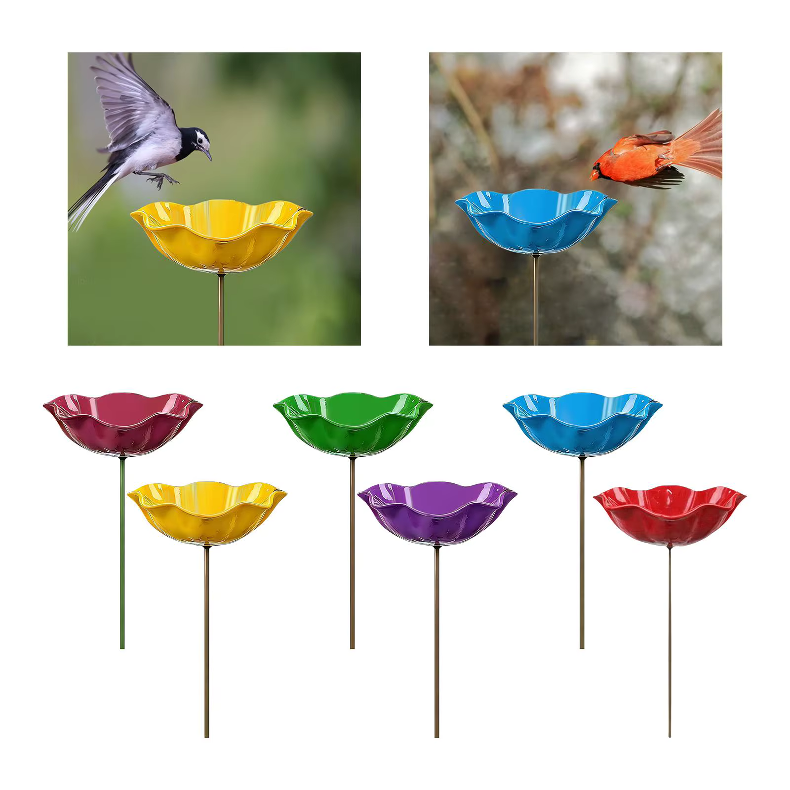 Estaca jardín para pájaros: baño, comedero y bebedero exterior - imagen 4