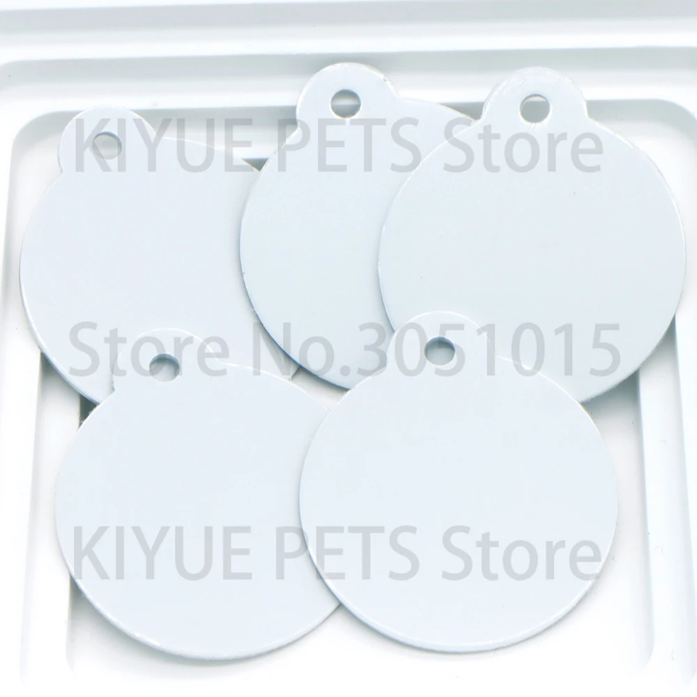 100 Uds. Etiqueta de perro de aluminio llavero de sublimación en blanco accesorios colgante redondo encanto - imagen 5