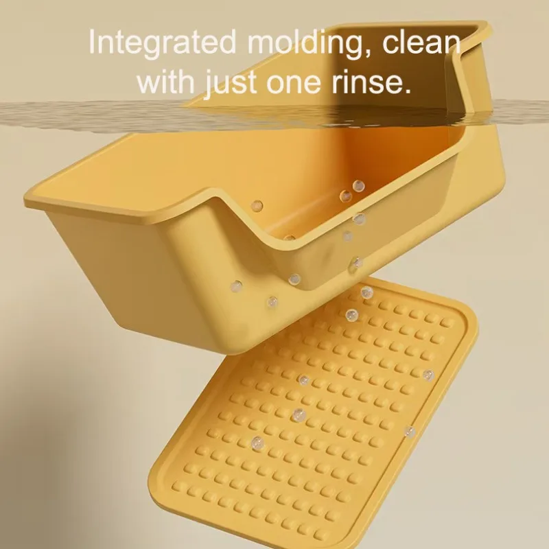 Caja de arena semicerrada para gatos, orinales para gatos, lavabo para entrenamiento de inodoro, estilo gigante, antisalpicaduras, abierto integrado, antiexterno - imagen 5