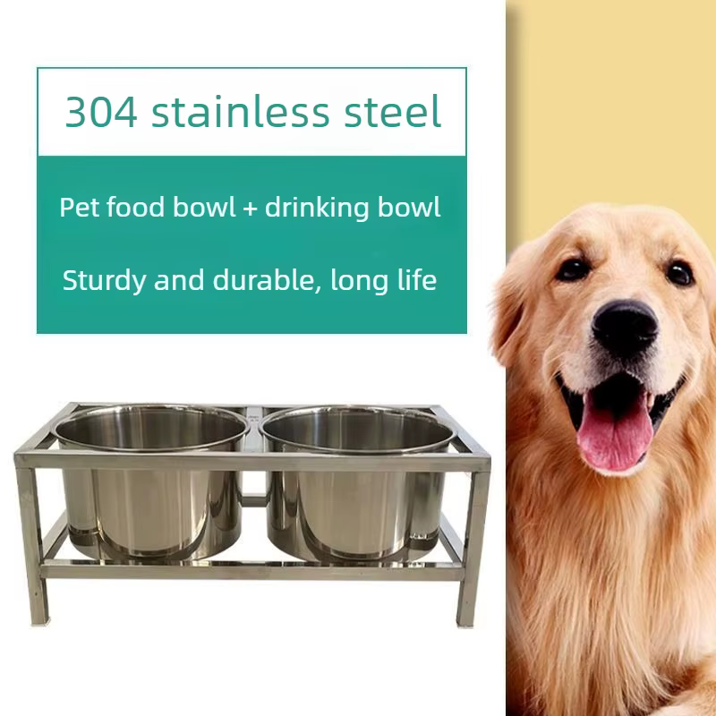 Comedero doble para perros acero inoxidable soporte protección cuello - imagen 5