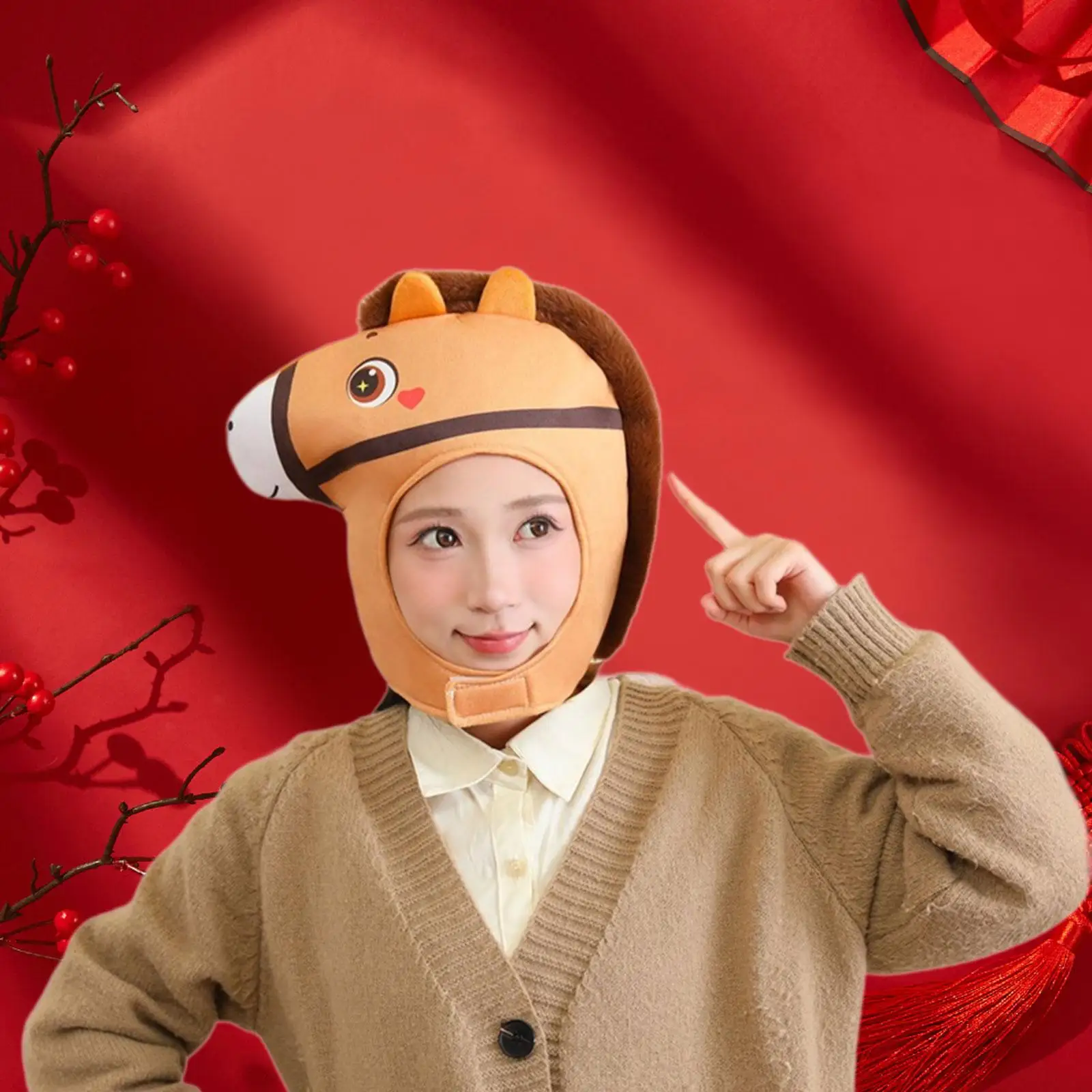 Lindo sombrero de caballo de peluche suministros de fiesta cómodo para hombres mujeres gorra de cosplay tocado disfraz de Halloween para carnaval mascarada