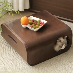 Casa gato madera lujo – Mesa de centro 2 en 1