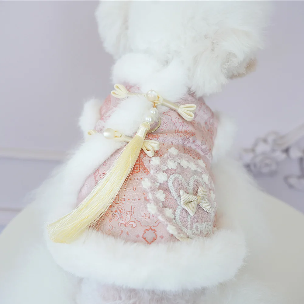 Vestido princesa de felpa con lace para perros pequeños - imagen 3