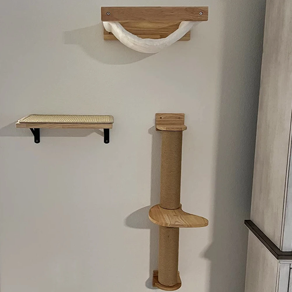 Tirador para gatos de árbol para gatos envuelto en Sisal, muebles gruesos de pared, montado en la pared de madera, adecuado para gatos grandes y gatitos - imagen 5