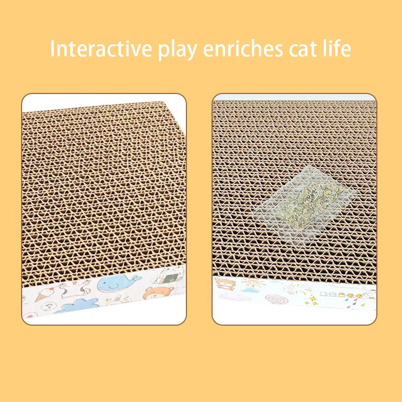 Tablero rascador para gatos, tablero rascador de cartón para gatos, garras de molienda duraderas, papel corrugado, sofá para mascotas (puede agregar hierba gatera), juguetes para gatitos - imagen 4