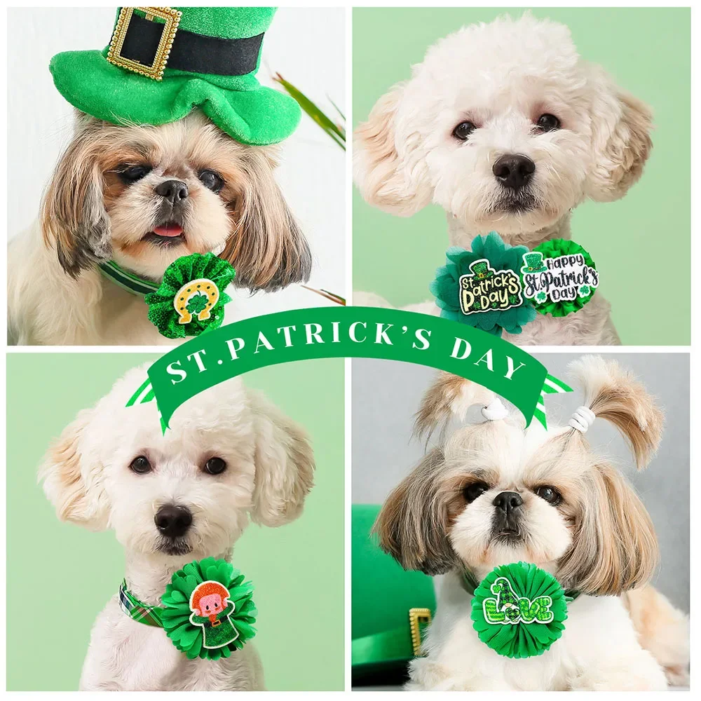 30 Uds. Collar de flores deslizante para perros, pajarita, suministros para perros ST Patrick, pajaritas para perros, Collar, dijes, accesorios para mascotas - imagen 2