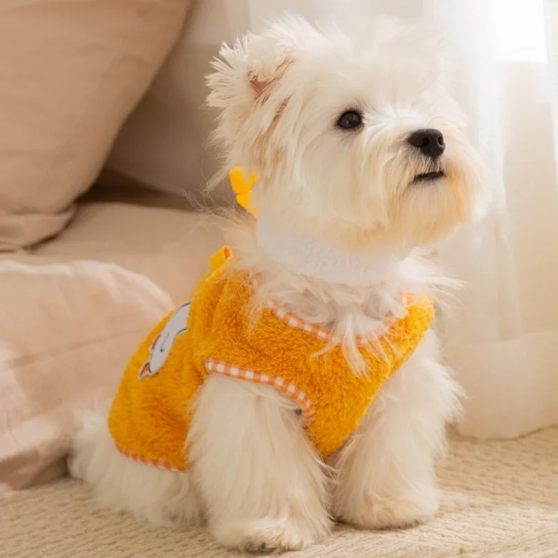 Chaqueta con patrón de dibujos animados para perro, abrigo, ropa cálida para perro con bufanda, abrigo suave de invierno para cachorro, chaleco para gato a la moda, chaqueta, abrigo para mascota, suministros - imagen 3