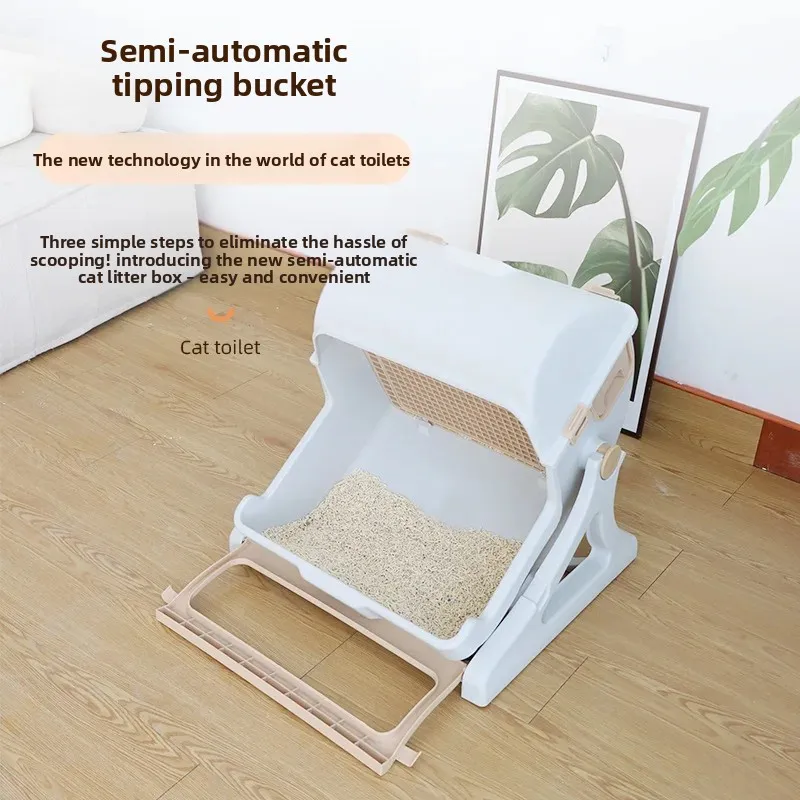 Inodoro para gatos semiautomático autolimpiable grande semicerrado