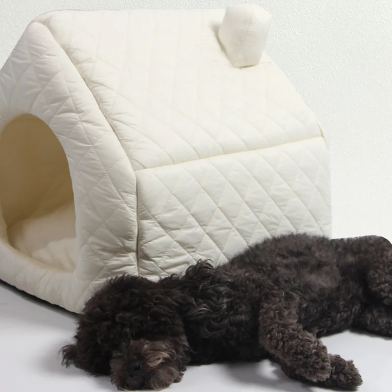 Winter Warm Small Dog House Half Enclosed Soft Plush Pet Bed Indoor Outdoor Kennel Cat Nest Cosy Cave-Style Puppy pet Supplies - imagen 5