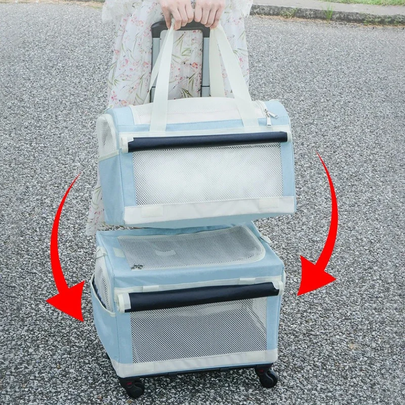 Bolsas de transporte plegables para gatos de 2 capas, Maleta de transporte de viaje, bolso para exteriores para gatos, bolsas de transporte de gran capacidad, suministros para mascotas - imagen 2