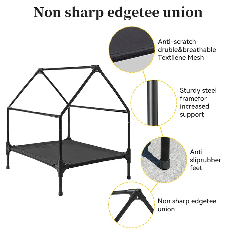 Camas de campamento para mascotas, protector solar para perros al aire libre con tienda, cama para mascotas, cama de red antimordida para perros grandes, perrera transpirable de verano - imagen 3