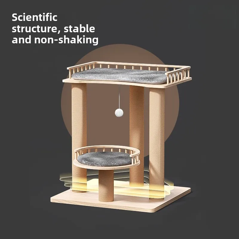 Nido de escalada para gatos, tablero rascador de Sisal, estante de madera maciza para productos grandes para gatos, suministros de muebles, torre de juguete para interiores - imagen 2