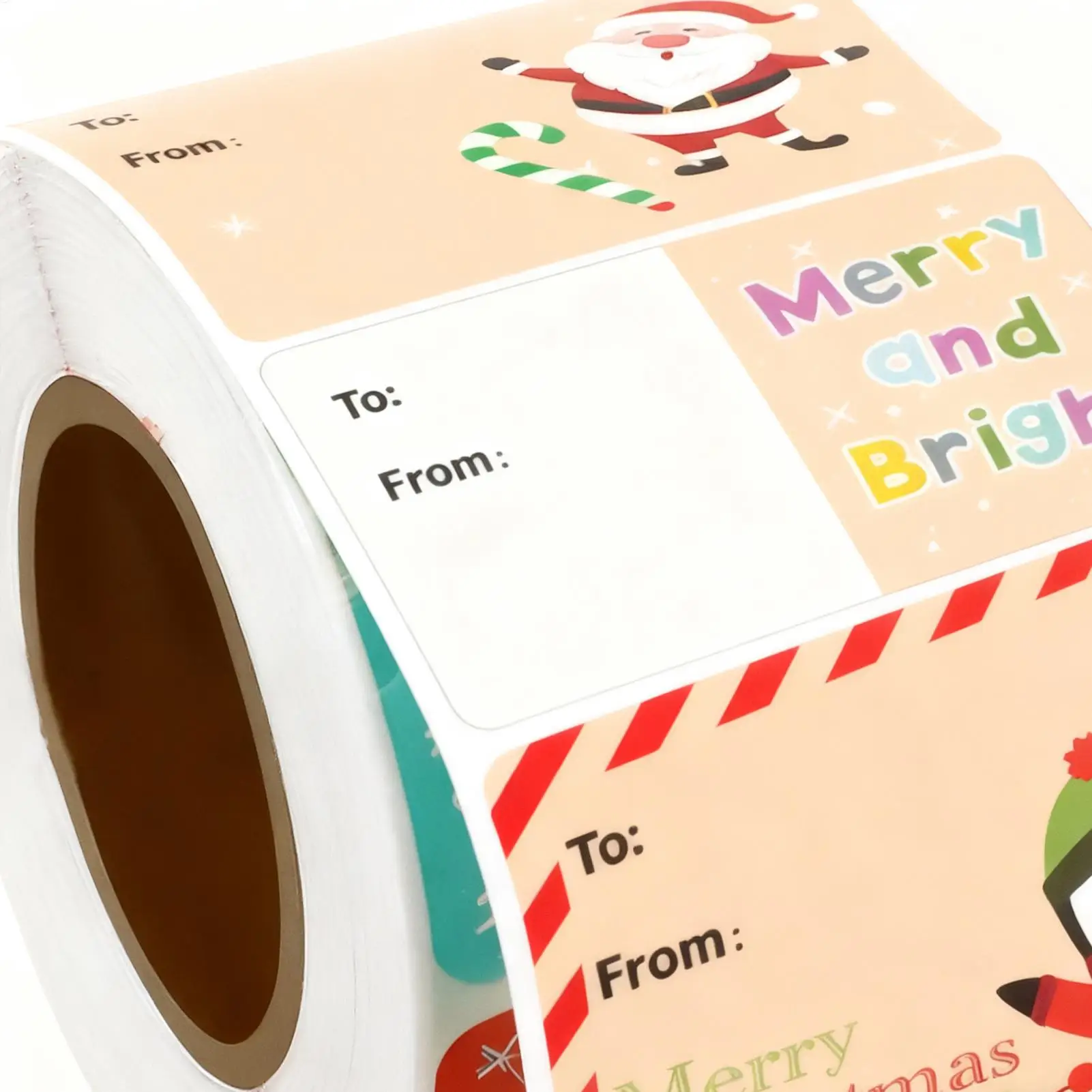 Rollo de pegatinas navideñas, 500 piezas surtidas, pegatinas navideñas portátiles, decoraciones, etiquetas para envolver regalos, surtido para sobres