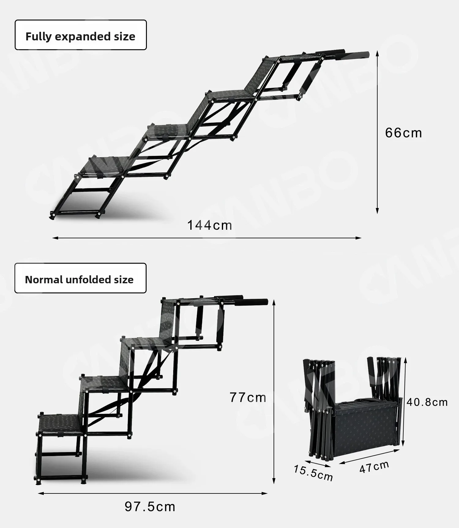 Escalera plegable para perros plegada