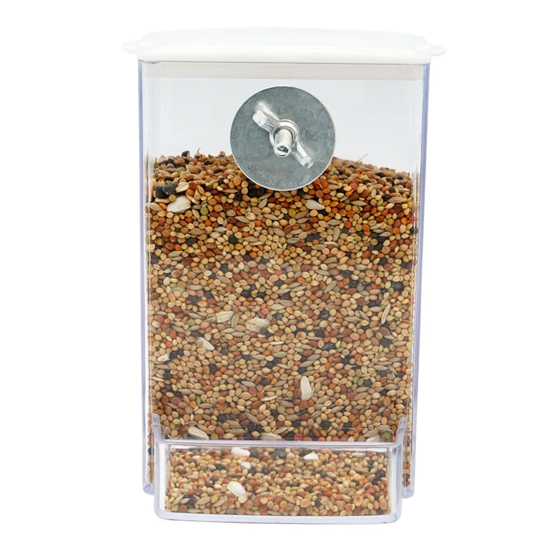 Caja de alimentación para loros y pájaros, dispensador de alimentos antisalpicaduras a prueba de polvo, alimentador de periquitos, jaula, tornillo, dispensador de alimentos, suministros para mascotas - imagen 4
