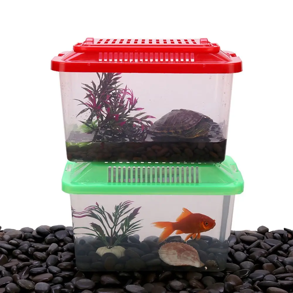 Acuario de alimentación transparente portátil, productos para mascotas, tanque de peces dorados, tanque de tortuga, caja para hámster - imagen 4